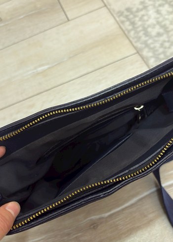 Koyu Mavi Deri Kadın Omuz Çantası - Görsel 2