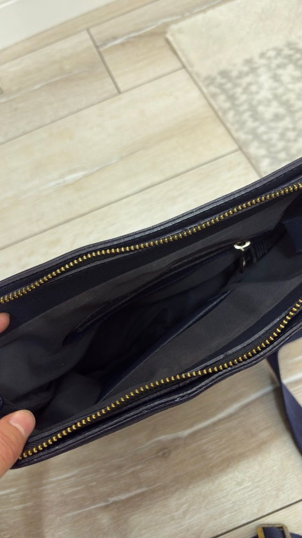 Koyu Mavi Deri Kadın Omuz Çantası - Görsel 2