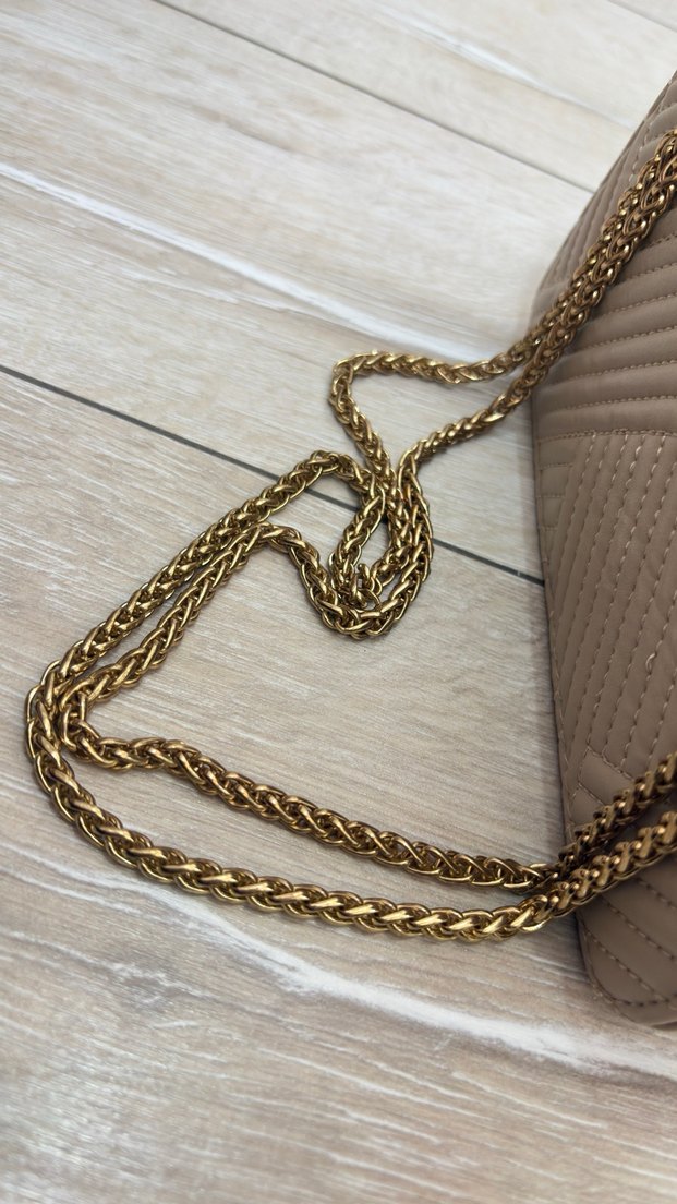 Zara Zincir Detaylı Bej Deri Kadın Çanta - Görsel 2