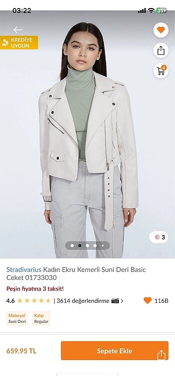stradivarius ekru deri ceket