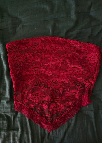 Sheinside Kırmızı Dantelli Straplez Büstiyer Crop