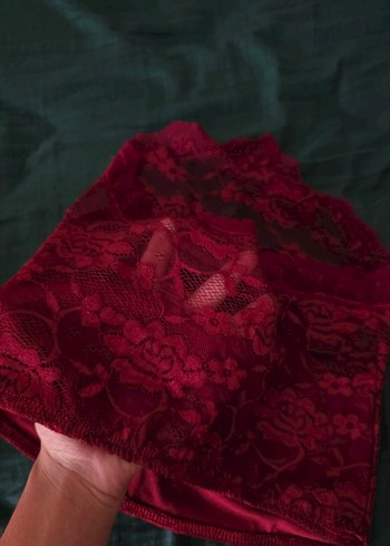 xs Beden bordo Renk Kırmızı Dantelli Straplez Büstiyer Crop