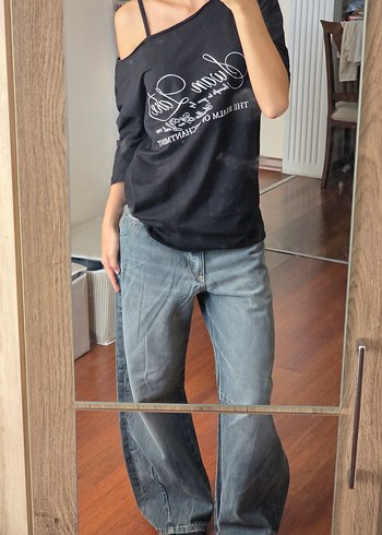 Zara Gri Baggy Jean Pantolon xxs 32