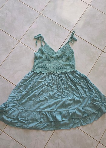 Mavi V Yakalı Bohem Mini Pareo - Görsel 8