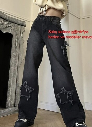 Siyah Yıldızlı Baggy Jeans