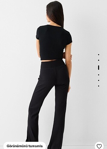 s Beden Bershka Ispanyol Paça Siyah Pantalon