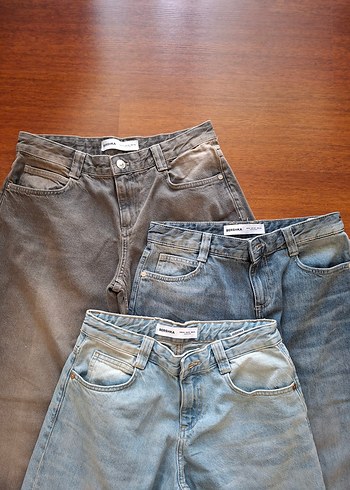 Bershka Bershka Barrel Baggy Jeans Kahve Gri Mavi