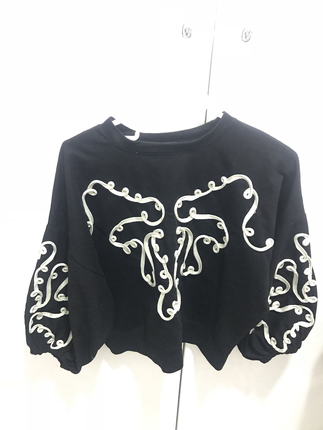 Diğer siyah nakış desenli sweatshirt