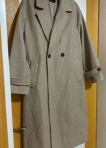 Zara Bej Çift Düğmeli Uzun Kaban