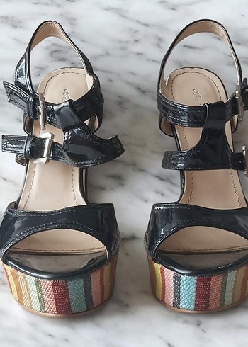 Çok Renkli Platform Topuklu Kadın Ayakkabı - Görsel 2