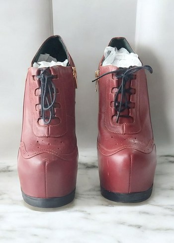 Bordo Deri Stiletto Topuklu Kadın Ayakkabı - Görsel 2