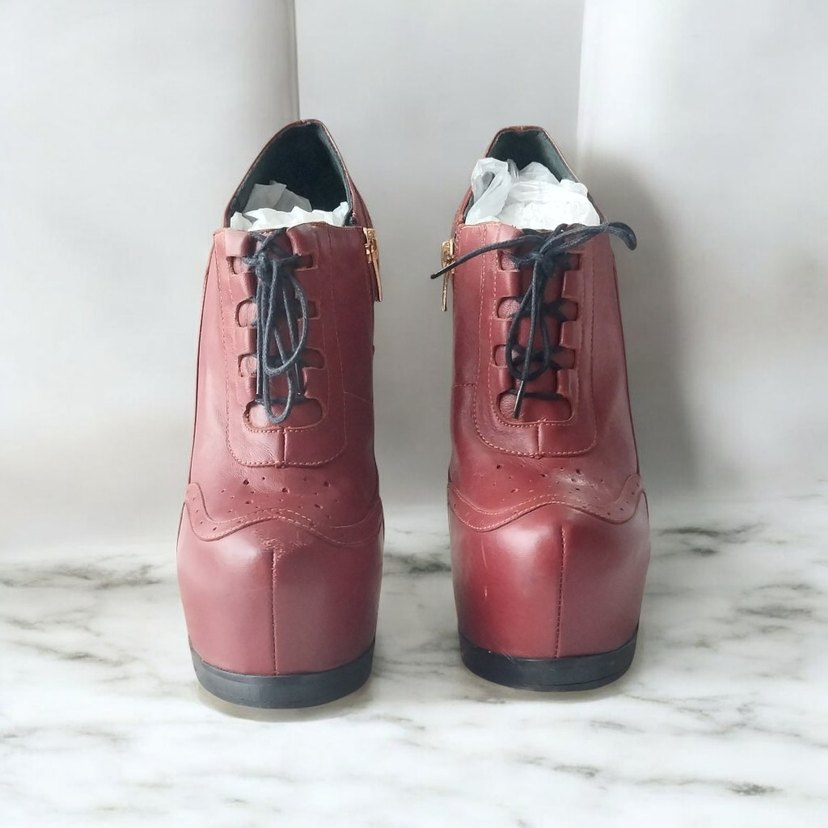 Bordo Deri Stiletto Topuklu Kadın Ayakkabı - Görsel 2