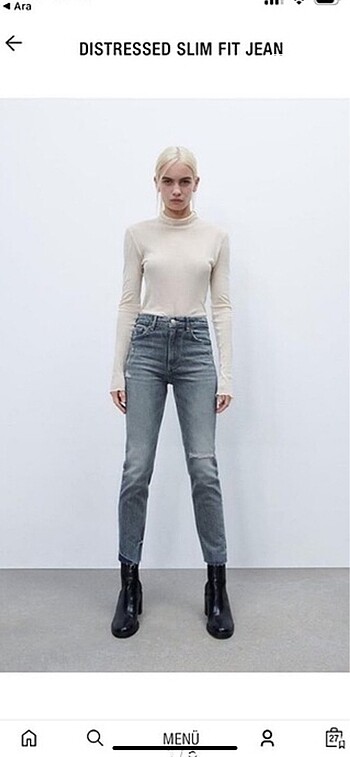 Zara distressed slim fit jean