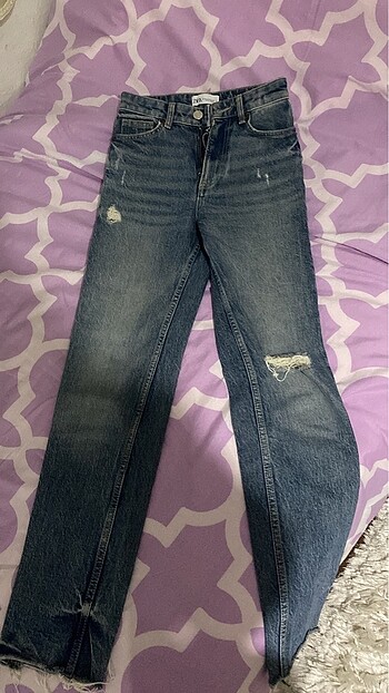 32 Beden lacivert Renk Zara distressed slim fit jean