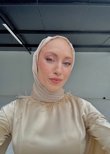 xs Beden Bej Drapeli Uzun Kollu Tesettür Elbise