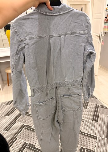 Uzun Kollu Kadın Denim Tulum - Görsel 7