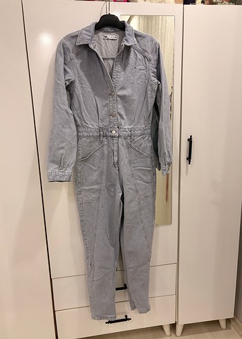 Uzun Kollu Kadın Denim Tulum - Görsel 6