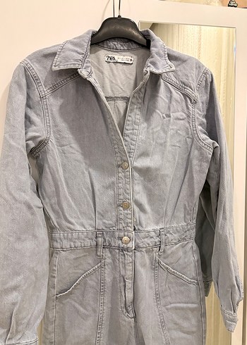 Uzun Kollu Kadın Denim Tulum - Görsel 5