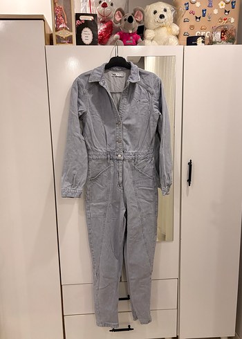 Uzun Kollu Kadın Denim Tulum - Görsel 2