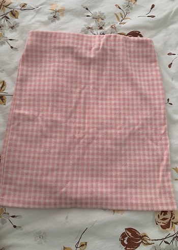 Düğmeli Pembe Mini Kareli Etek - Görsel 2