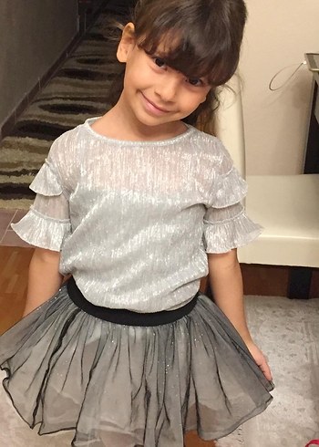 Kız çocuk simli tütülü takım - Görsel 7