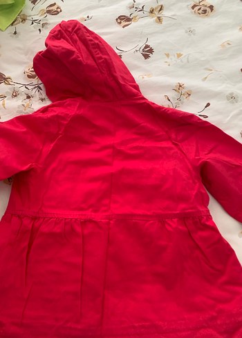 Kız Çocuk Kapüşonlu Kırmızı Düğmeli Mont - Görsel 4