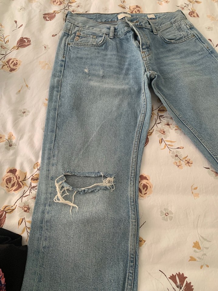 Mavi Bol Kesim Kadın Denim Pantolon - Görsel 2