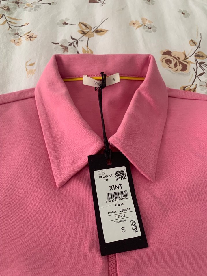 Pembe Fermuarlı Kadın elbise - Görsel 5