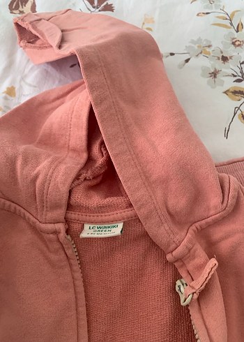 Kız Çocuk Kapüşonlu Fermuarlı Pembe Ceket - Görsel 3