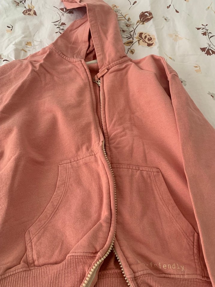 Kız Çocuk Kapüşonlu Fermuarlı Pembe Ceket - Görsel 2