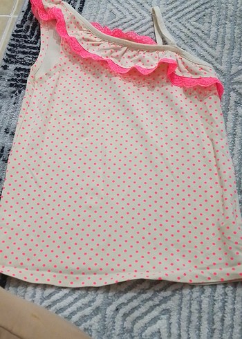 Puantiyeli Fırfırlı Kız Bluzu - Görsel 2