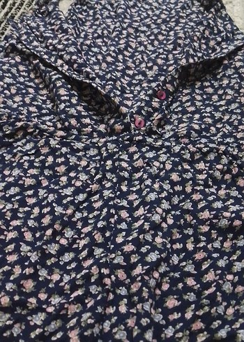 çocuk Keten Kısa Tulum V Yaka Düğmeli - Görsel 2