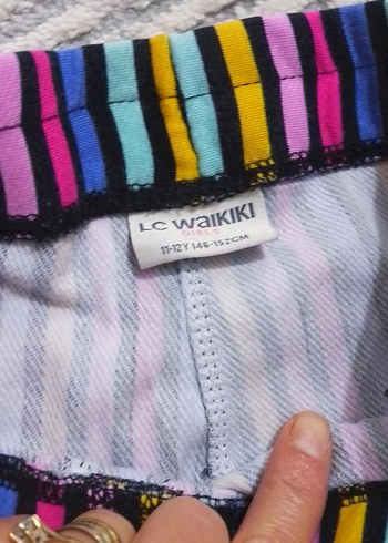 Renkli Çizgili Kadın Kumaş tayt - Görsel 3