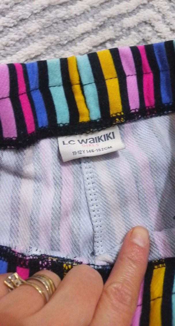 Renkli Çizgili Kadın Kumaş tayt - Görsel 3