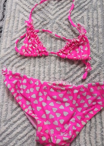 koton 5-6 yaş Pembe Kalpli Kız Bikini Takımı - Görsel 4