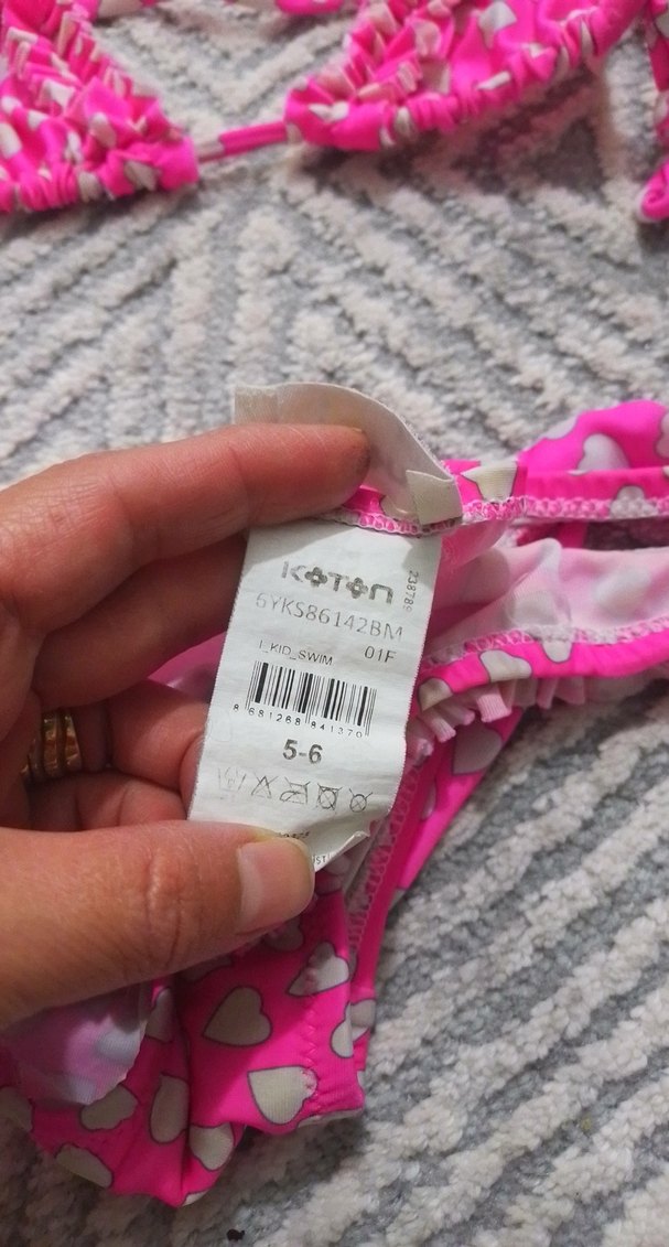 koton 5-6 yaş Pembe Kalpli Kız Bikini Takımı - Görsel 3