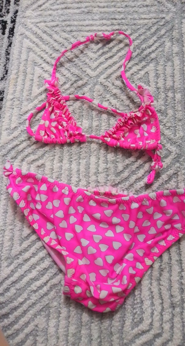 koton 5-6 yaş Pembe Kalpli Kız Bikini Takımı - Görsel 4