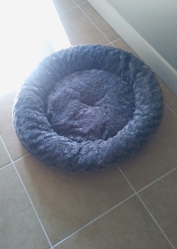 Gri Düz Peluş Kedi yatağı