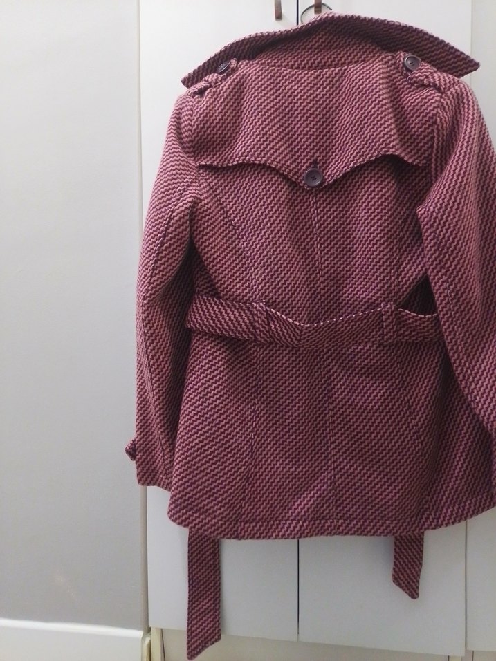 Bordo Düğmeli Midi Kadın Kaban - Görsel 5