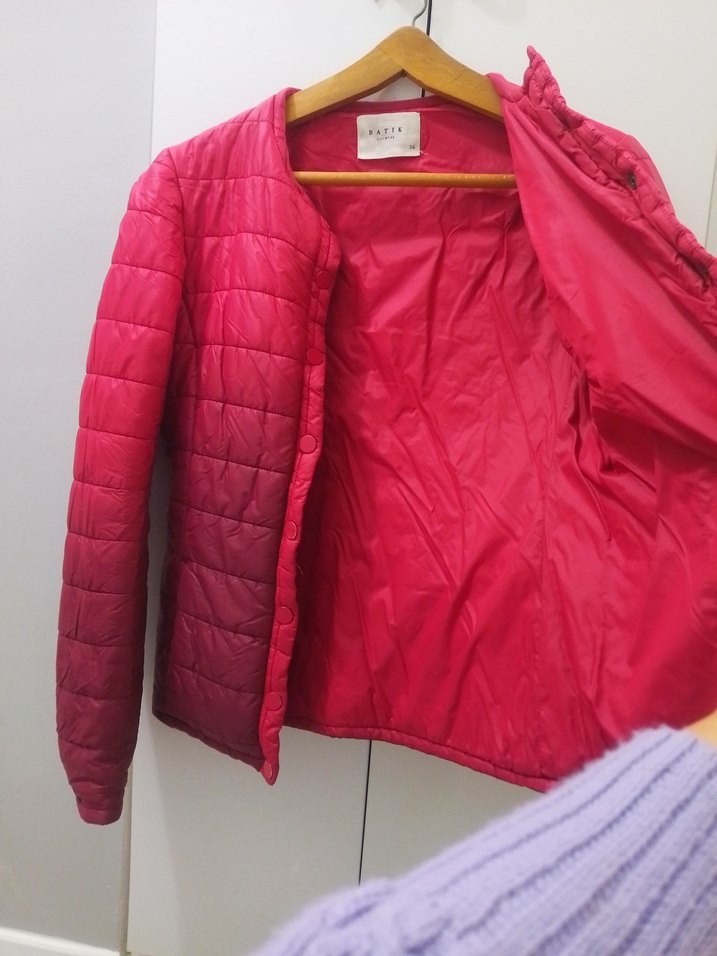 batik marka Düğmeli Pembe Kadın Günlük mont - Görsel 3