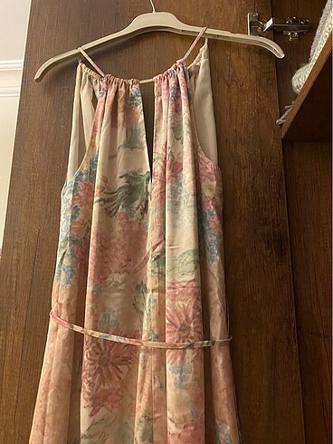 H&M HM HALTER YAKA UZUN SATEN ELBİSE XS