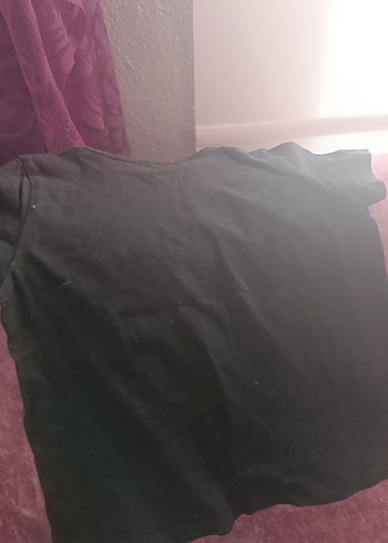 H&M Kız Çocuk Siyah Simli Baskılı Tişört