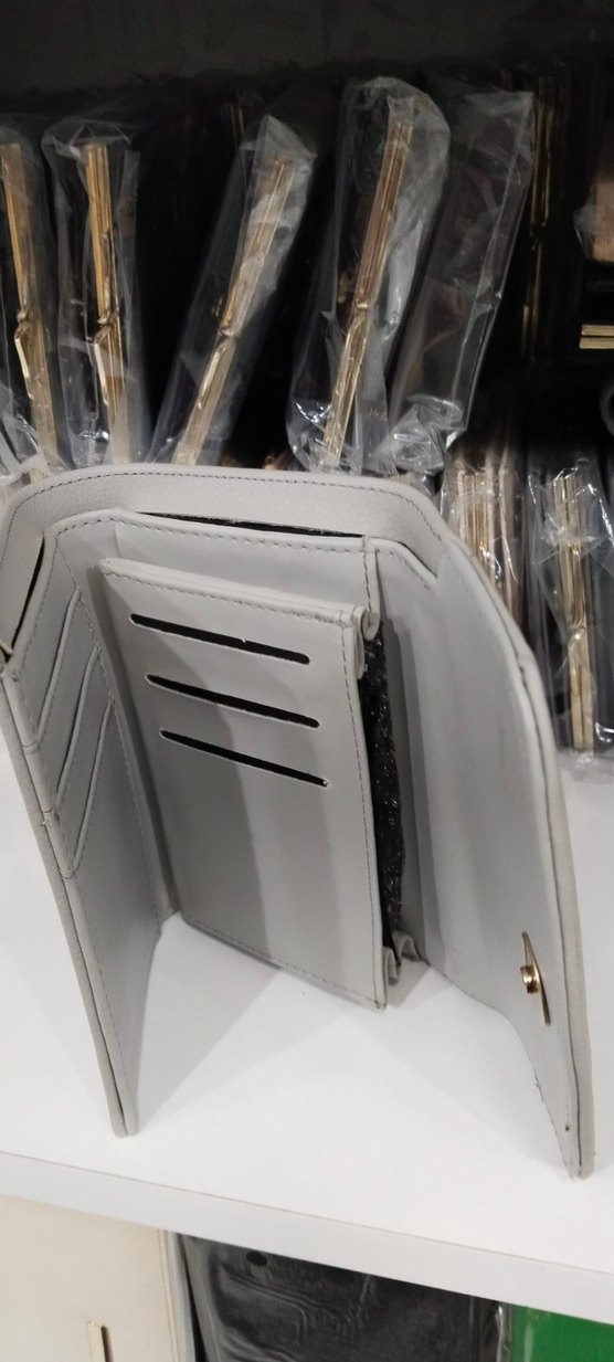 Gri Deri Tokalı Kadın Portföy Cüzdan - Görsel 2