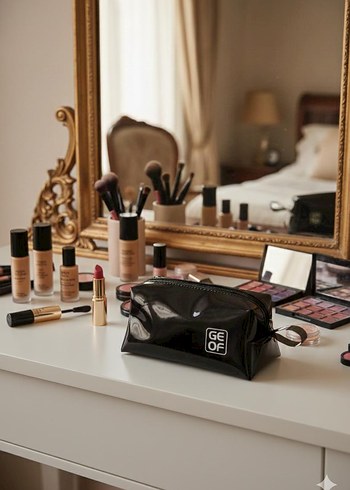 Turuncu Şeffaf Kadın Makyaj Çantası - Görsel 5