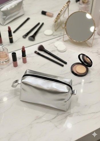 Turuncu Şeffaf Kadın Makyaj Çantası - Görsel 9