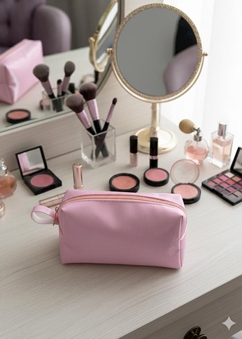 Turuncu Şeffaf Kadın Makyaj Çantası - Görsel 3