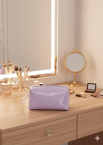 Turuncu Şeffaf Kadın Makyaj Çantası - Görsel 7