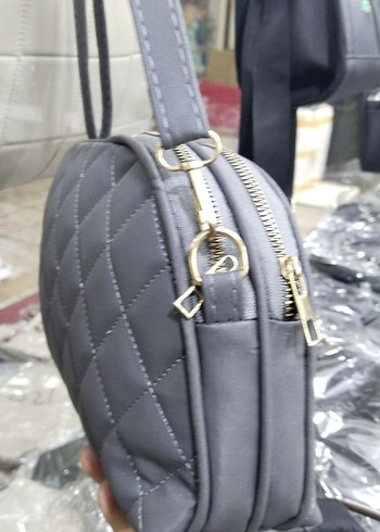 Gri Nakışlı Fermuarlı Kadın Çanta - Görsel 2