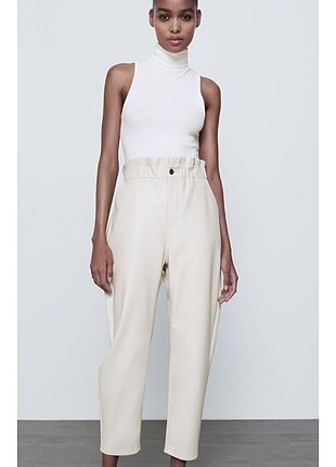 Zara suni deri bol pantolon 
