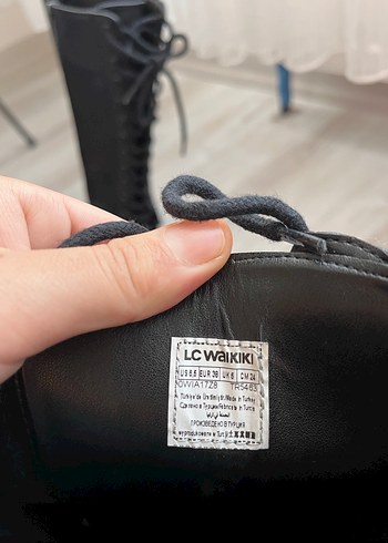 38 Beden siyah Renk Siyah Deri Bağcıklı platform topuk Kadın Çizme